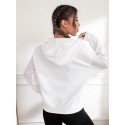  Women's Half Zip Crop Hoodie Long Sleeve Hollow Out Hooded Sweatshirt Pullover Tops