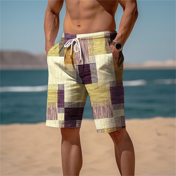  Running Shorts Shorts Casual Shorts Pocket Drawstring Elastic Waist Graphic Color Block Swimming Shorts for Men