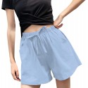  Cotton Linen Shorts Womens Casual High Waisted Drawstring Loose Fit Bermuda Shorts Summer Vacation Beach Shorts