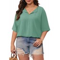  Womens Plus Size Tops Short Sleeve V Neck Tee Blouse Summer Loose Fit Casual Tunic Top